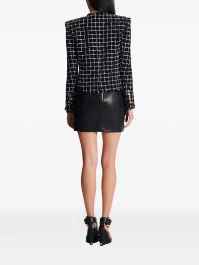 Balmain Tweed Jacket Long Sleeves Frayed Edges In Multi