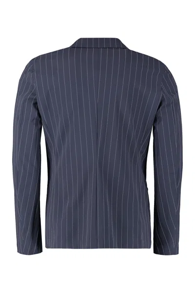 The (alphabet) Stripe-pattern Single-breasted Blazer In Blue