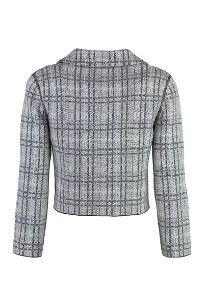 St John Check-patterned Double-breasted Jacket In Multi