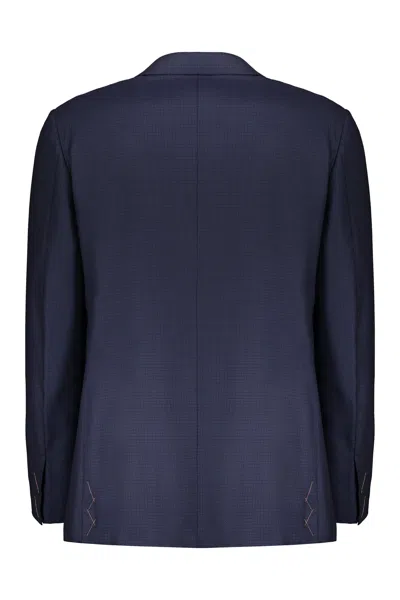 Zegna Single-breasted Two-button Jacket In Blue