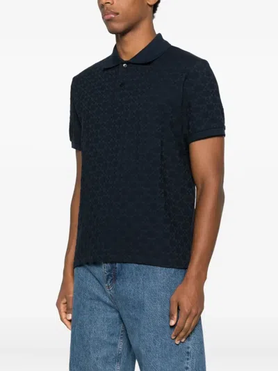 Sandro Square-pattern Polo Shirt In Blue