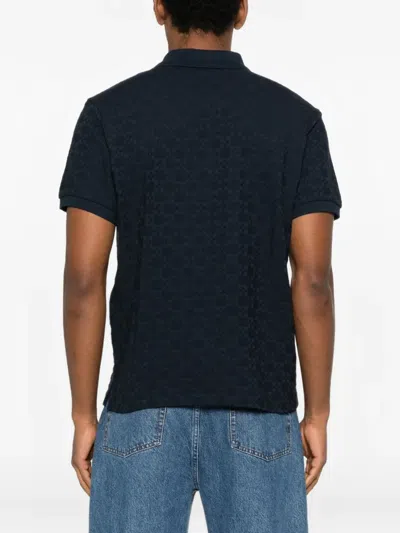 Sandro Square-pattern Polo Shirt In Blue