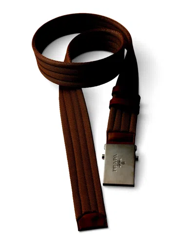 Prada Logo Belt In Brown