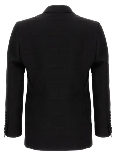 Etro Checkered Double-breasted Blazer Structured Shoulders In Black