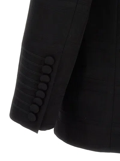 Etro Checkered Double-breasted Blazer Structured Shoulders In Black