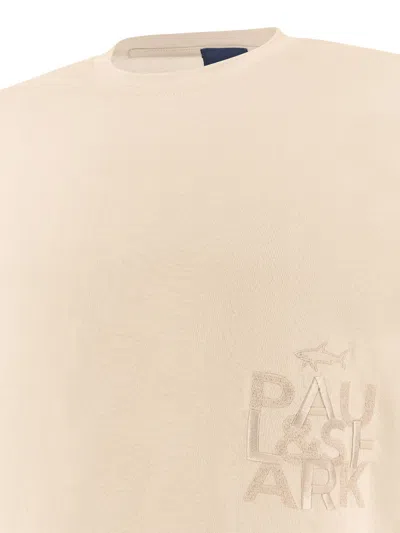 Paul & Shark Cotton Jersey T-shirt With Embroidery In Neutral
