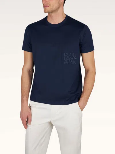 Paul & Shark Embroidered Cotton Jersey Crew Neck T Shirt In Blue