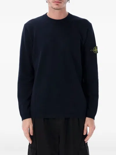 Stone Island Kids Mini Ribbed Neckline Sweatshirt For Boys In Blue