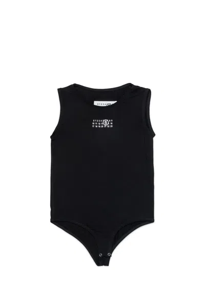 Mm6 Maison Margiela Kids' Stretch Logo Bodysuit In Black