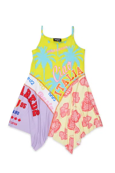 Dsquared2 Patchwork Junior Dress In Green