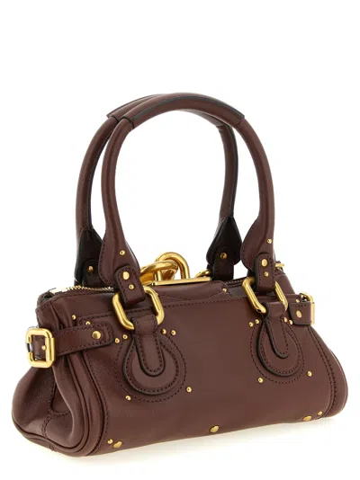 Chloé Paddington Brown Shoulder Bag With Oversized Padlock And C-shaped Buckles In Grainy Leather Woman