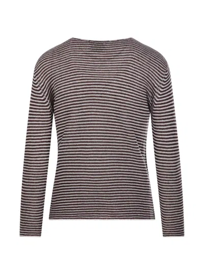 Beyou Striped-pattern Sweater In Brown