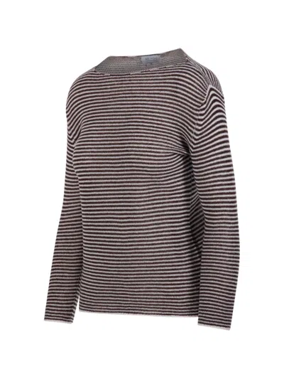 Beyou Striped-pattern Sweater In Brown