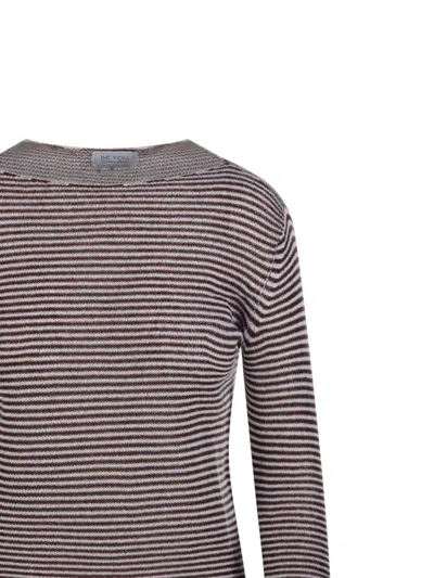 Beyou Striped-pattern Sweater In Brown