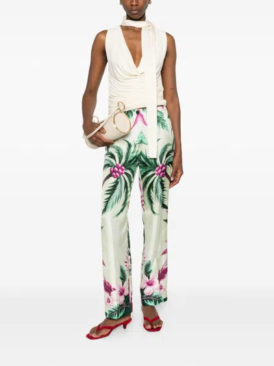 F.r.s . Printed Silk Trousers In Multi