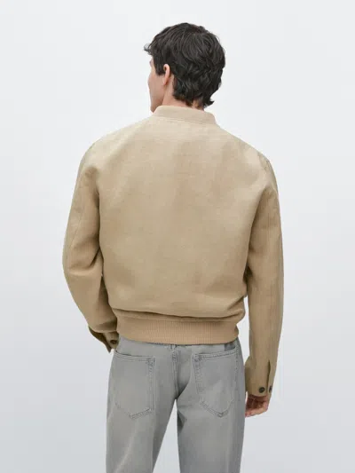 Massimo Dutti Linen Bomber Jacket In Neutral