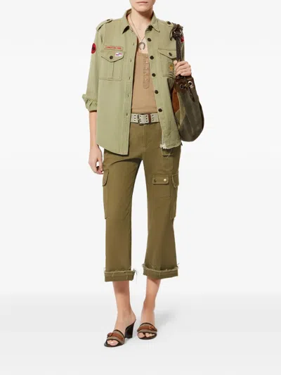 Isabel Marant Josine Cotton Twill Flare Crop Cargo Pants In Brown