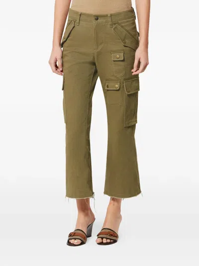 Isabel Marant Josine Cotton Twill Flare Crop Cargo Pants In Brown