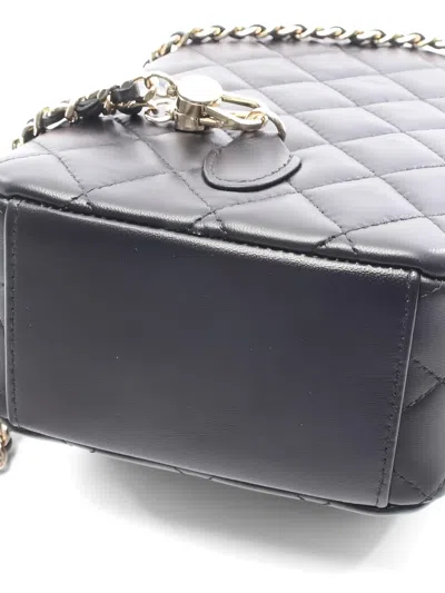 Pre-owned Chanel 2021 Mini Diamond-quilting Backpack In Black