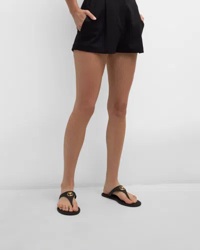 Versace Flat Sole Open Toe Sandals With Medusa Motif In Black