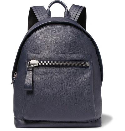 Shop Tom Ford Buckley Grained-leather Backpack In Navy