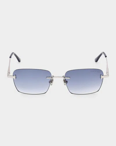 Tom Ford Jake 54mm Gradient Rectangular Sunglasses In Blue