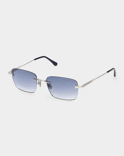 Tom Ford Jake 54mm Gradient Rectangular Sunglasses In Blue