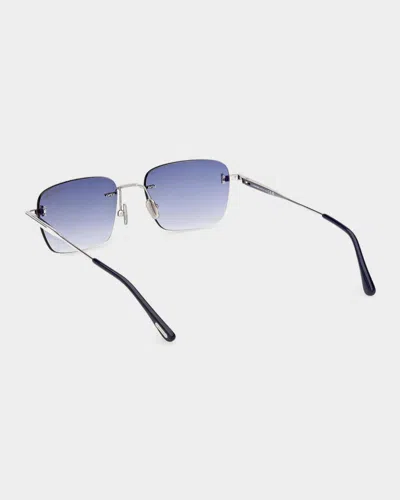 Tom Ford Jake 54mm Gradient Rectangular Sunglasses In Blue