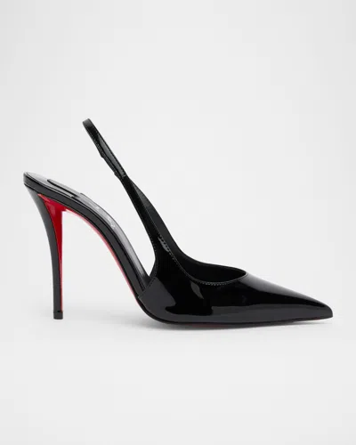 Christian Louboutin Miss Z Sling Patent Leather Slingback Pumps 100 In Black