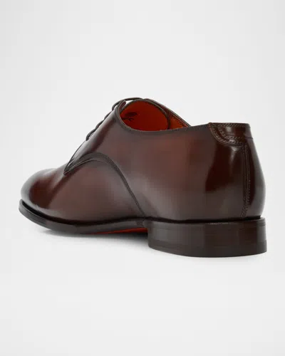 Santoni Induct Plain Toe Derby In Brown