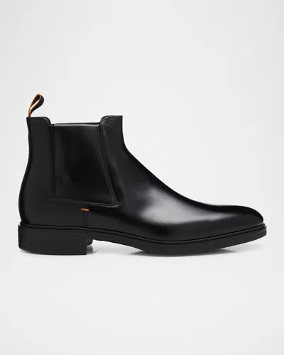 Santoni Easy Ankle Boots Made Of Leather In Black