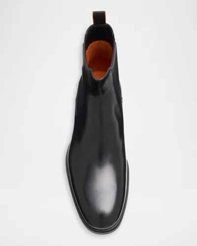 Santoni Easy Ankle Boots Made Of Leather In Black
