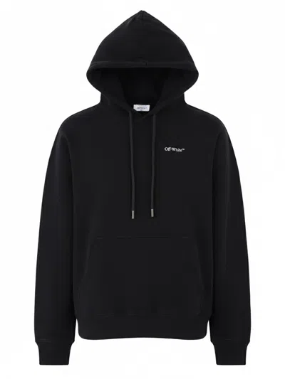 Off-white Half Arrows Graphic Pullover Hoodie With Drawstring Hood In Black