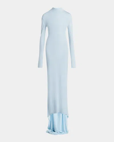 Tom Ford Crepe Jersey Long Sleeve Evening Dress Dresses Light Blue In Gray