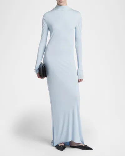 Tom Ford Crepe Jersey Long Sleeve Evening Dress Dresses Light Blue In Gray