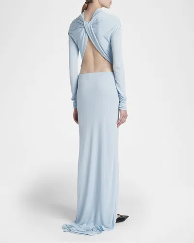 Tom Ford Crepe Jersey Long Sleeve Evening Dress Dresses Light Blue In Gray