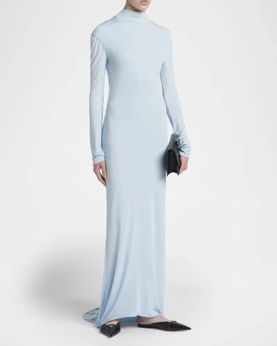 Tom Ford Crepe Jersey Long Sleeve Evening Dress Dresses Light Blue In Gray