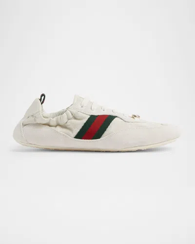 Gucci Shift Sneakers Embroidered Accents Low Top Sole In Neutral