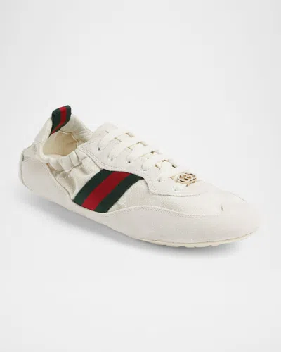 Gucci Shift Sneakers Embroidered Accents Low Top Sole In Neutral