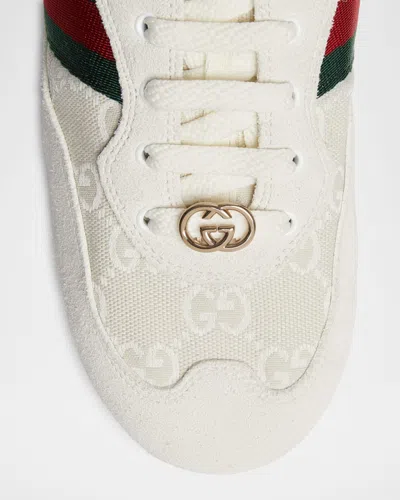 Gucci Shift Sneakers Embroidered Accents Low Top Sole In Neutral