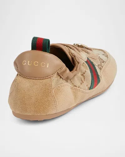 Gucci Shift Low Top Sneakers Rubber Sole Stripe In Brown