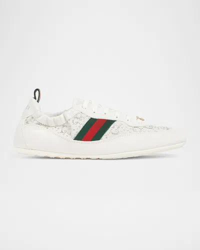 Gucci Shift Sneakers Embroidered Accents Low Top Sole In Neutral