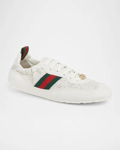Gucci Shift Sneakers Embroidered Accents Low Top Sole In Neutral