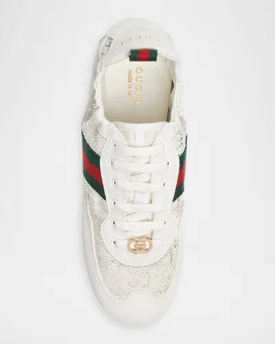 Gucci Shift Sneakers Embroidered Accents Low Top Sole In Neutral