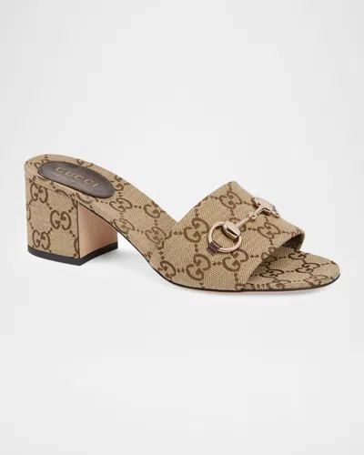 Gucci 55mm Siaga Gg Monogram Canvas Block-heel Sandals In Multi