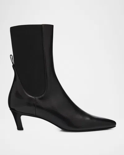 Totême The Mid Heel Calfskin Ankle Boots In Black