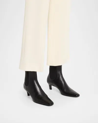Totême The Mid Heel Calfskin Ankle Boots In Black