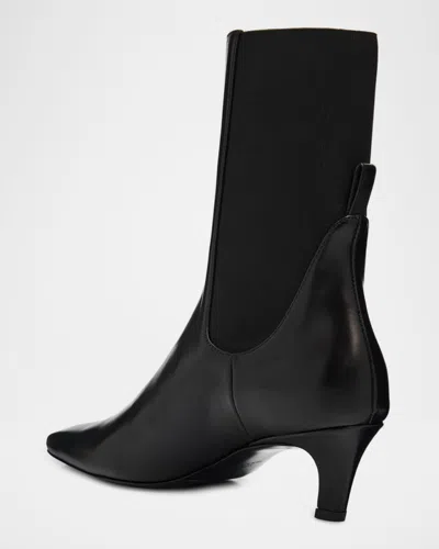 Totême The Mid Heel Calfskin Ankle Boots In Black