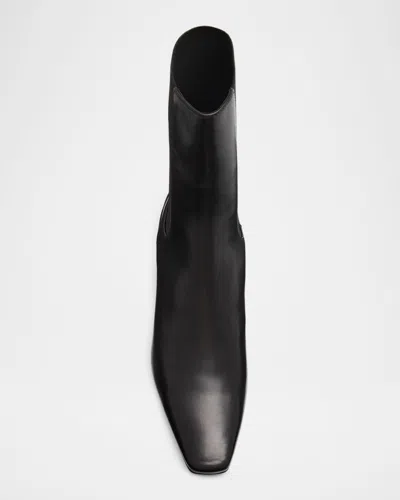 Totême The Mid Heel Calfskin Ankle Boots In Black
