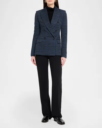 Max Mara Bisso Double-breasted Plaid Jacket In Blue